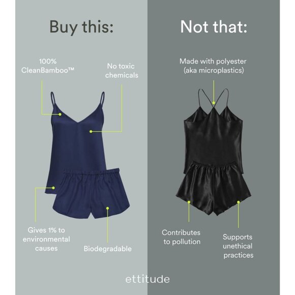 NWT Ettitude Cami Onyx Black Clean Bamboo Adjustable Strap - Picture 5 of 9